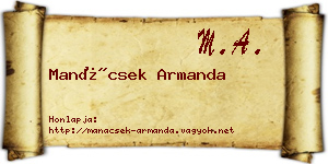 Manácsek Armanda névjegykártya
